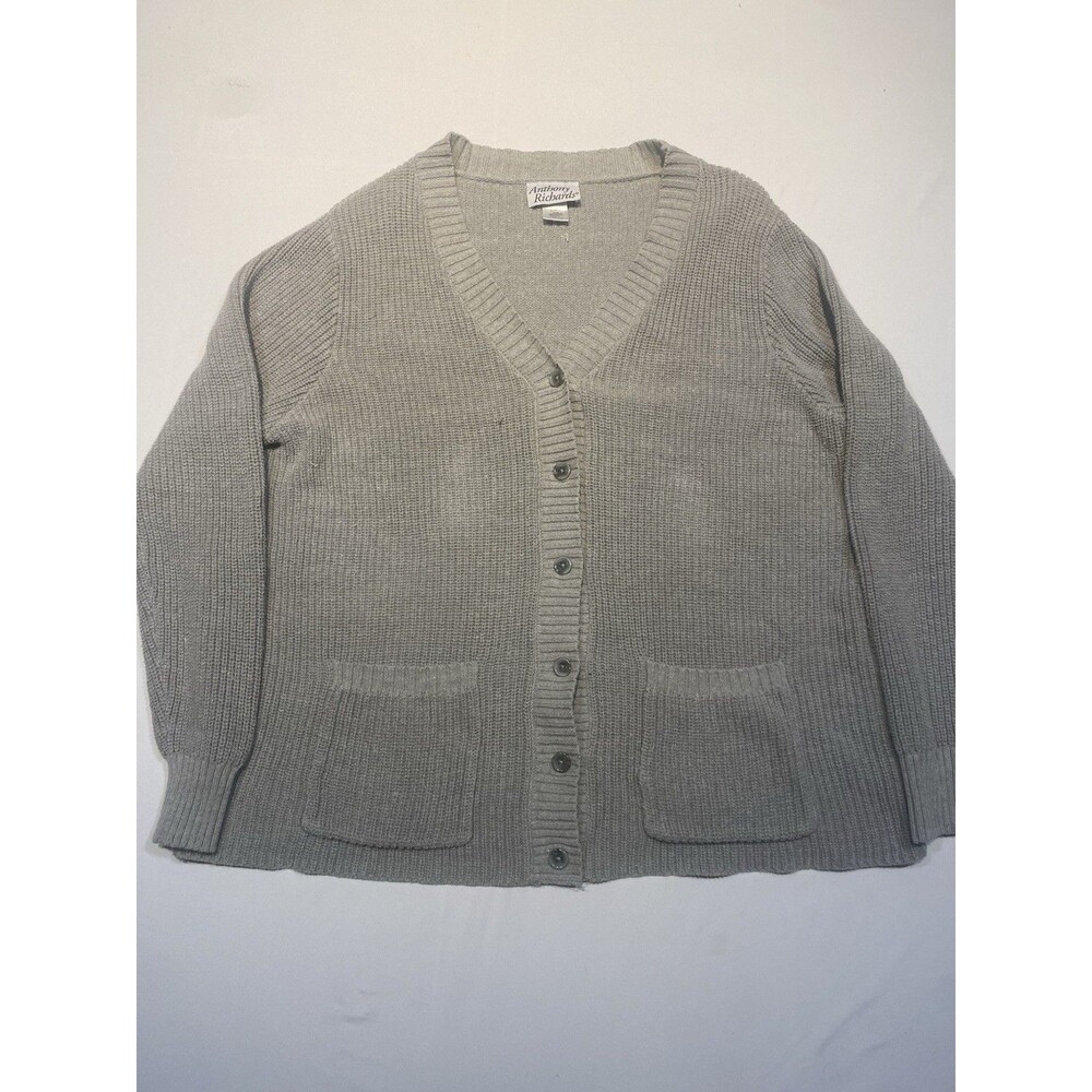 Anthony Richards Mens XL Cotton Acrylic Blend Cardigan Gray